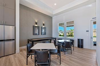Clubroom with kitchenette and outdoor covered patio